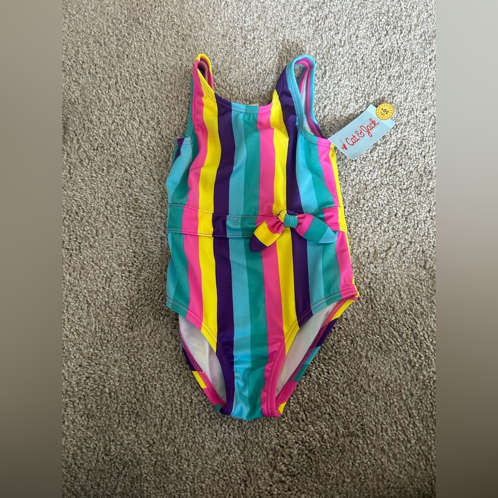 Cat & Jack 2T Striped Swim Suit NWT